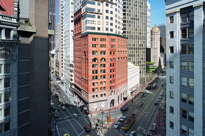 Ritz Carlton Club, San Francisco exterior view of the brick building and surrounding city streets